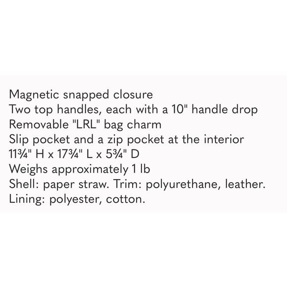 Lauren Ralph Whitney Paper Straw Crochet Tote Bag with Tassel - OS - Picture 9 of 9